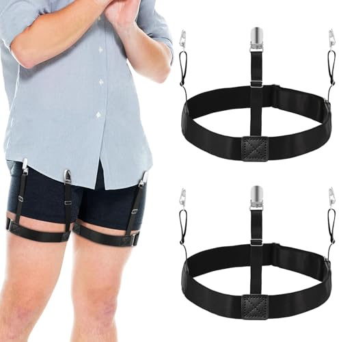 Zalava Hemdhalter Herren, Hosenträger Einstellbar, Elastisch Hemd-Halter Strumpfband mit Rutschfest Sperrung Verriegelung Klammern