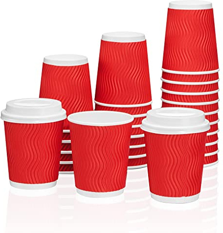 MH QUALITY Kaffeebecher To Go 300ml ohne Deckel - 100x Hochwertige Einweg Pappbecher | Coffee To Go Becher, 0,3l - Rot