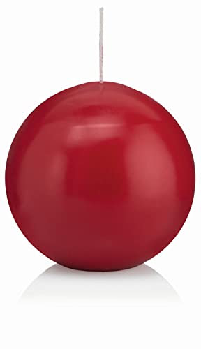 innaGLAS Bougie Boule Maeva, Rouge foncé, Ø10 cm, 46h - Made in Germany - Bougie décorative