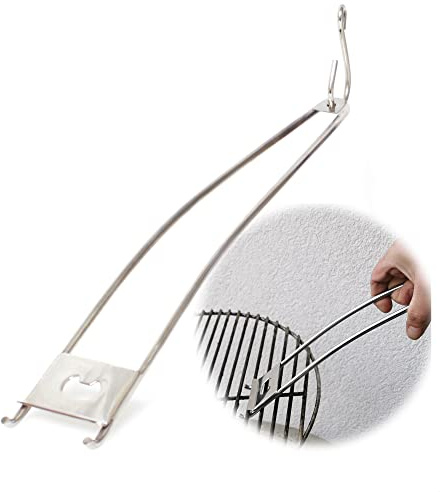 BBQter Grillrostheber Edelstahl Heber für Grillrost Grillzubehör Gusseisen und Edelstahlroste BBQ Zubehör Utensil Universal Grillwerkzeug extra Langer Griff 42 cm müheloses Anheben Flaschenöffner