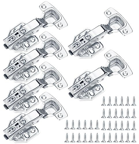 6 Pcs Kitchen Units Door Hinges, Soft Close Cupboard Wardrobe Doors Hinges, Folding Doors Hinge with Screws, Full Overlay Mute Cabinet Hinges
