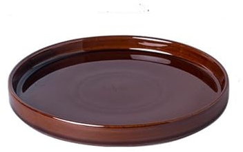 Fzfeiyy Ceramic Plant Saucer 9 Inch, Round Plant Trays for Indoors/Outdoors, Flower Pot Saucers for Holding Water Drips and Soil, Ceramic Drainage Tray for Plant Pot (Reactive Glaze Brown)
