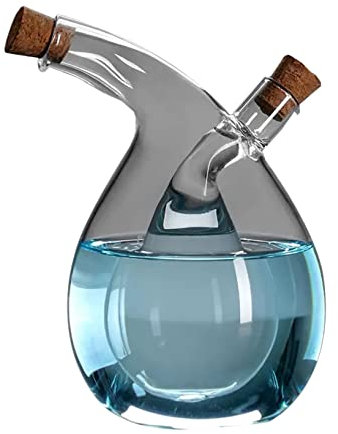 TQQEPOOL Aceitera Y Vinagrera,2 En 1 Botellas Aceite Oliva Doble Capa con Tapón Corcho,Tapón Vertedor para Cocinar (Color : Clear, Size : 15.5 * 5.5cm)