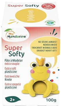 MY MANDARINE SO0880100700C - Une Boite de 100 g de PATE A MODELER - SuperSofty - À partir de 2 ans - JAUNE