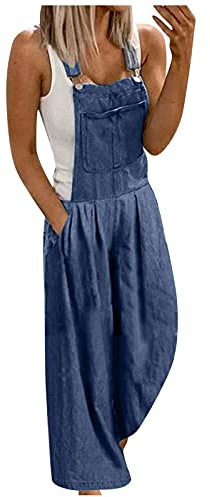 Salopette bleue pour femme - Grandes tailles - Pantalon de travail pour femme - Jean stretch - Salopette souple - Jeans Y2K - Jeans crayon - Jean ample - Jean droit - Jean baggy - Aspect jean - Aspect