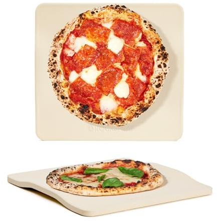 ROCKSHEAT Pizza Stone, 12x11 Rectangular Pizza Stones for Oven Grill BBQ, Cordierite Baking Stone for Pizza Bread Pie with Unique 2 Handles Design