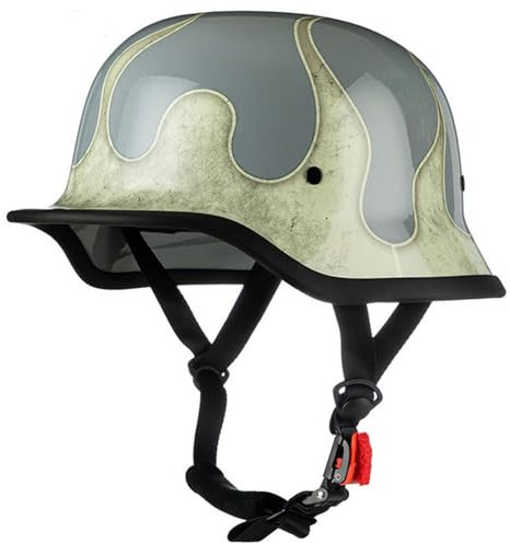 Mezzo Casco Moto Jet Retrò Stile Tedesco Casco Scodella ECE Omologato Caschi Demi Caschi Cromwell Con Fibbia A Sgancio Rapido Scooter Casco Da Motociclista Per Uomo Donna 11,XXL:63-64CM