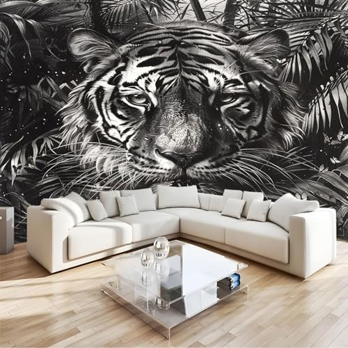 Fotomural animales tigre selva Fotomural Pared, 250x175 cm Papel Pintado 3D, Fotomurales Decoración de Comedores Moderna Lana Sala Cuarto Salón
