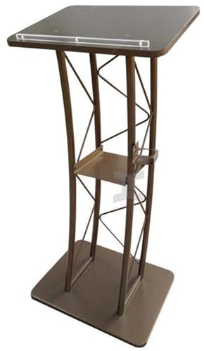 SHAIRMB Arc-Podium, Gebogenes Metallpult mit Getränkehalter, Podiumsstand, Tragbare Kanzel, Rednerpult-Podiumsständer, für Kirchen, Sprecher, Hochzeit, Klassenzimmer, Konferenz,Gold,60 * 40 * 120cm