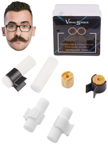 Visualsource Tragbares Lenker-Schnurrbart-Trainingsrollen-Set, 1 Set, tragbarer Lenker, Schnurrbart-Trainer, Bartschablone, Styling-Werkzeug, Schnurrbart-Lockenwickler, Trainingsrad für Schnurrbart