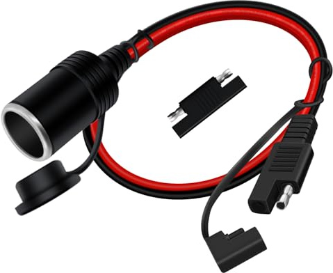 HuaLiSiJi SAE auf Zigarettenanzünder 14AWG Zigarettenanzünder Buchse auf SAE 12V 24V Verlängerung Zigarettenanzünder (1m)