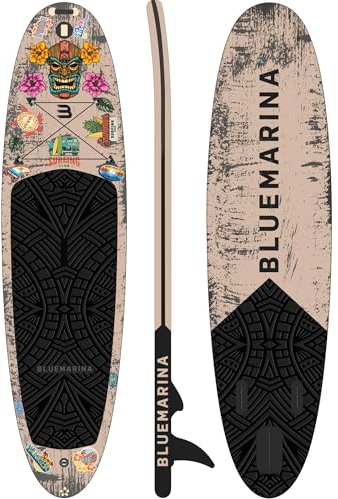 Bluemarina Stand Up Paddle Board aufblasbar | 𝟓 𝐉𝐀𝐇𝐑𝐄 𝐆𝐀𝐑𝐀𝐍𝐓𝐈𝐄 - 140 kg Tragkraft - 325x86x15 cm - Stand Up Paddling Set - Aufblasbares SUP Board - Surfbrett (Tiki 325 cm)