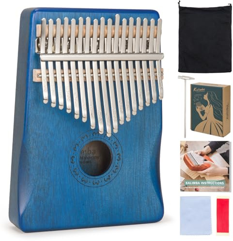 VixxNoxx Kalimba Thumb Piano 17 Keys, Finger Piano Mbira Portable Musical Instruments for Adult Beginners (blue)