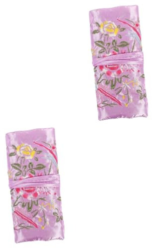 CAXUSD 2stücke Reise Schmuck Organizer Roll Tragbare Schmuckaufbewahrungstasche Mit Feiner Stickerei Für Halsketten Ringe Und Kleine Accessoires Für Unterwegs