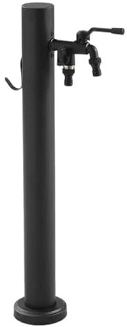 Robinet Exterieur Jardin sur Pied Noir, Robinet Jardin avec Support de Tuyau, Robinets de Jardin avec Double Bec, pour Décoration, Fontaine, Irrigation(80cmx6cm/31.5inx2.4in)