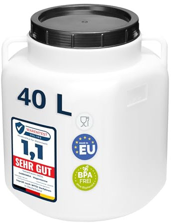 Garronda serbatoio acqua quadrato BPA-free da 40 litri per alimenti, tanica per acqua, contenitore con coperchio, adatto per la conservazione di crauti, fermentazione o salamoia GD-0088, Bianco