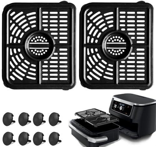 GWY Air Fryer Tray for Ninja Foodi 11 Quart 7-in-1 MegaZone XL FlexBasket Air Fryer, 2 Packs Replacement Air Fryer Crisper Plate Grill Pan Grill Plate Accessories with Rubber Bumpers, Dishwasher Safe
