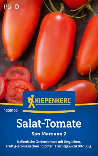 Kiepenkerl Salat-Tomatensamen San Marzano 2 1009100, Gemüsesaat | Italienische Gartentomate, kräftig- aromatisch, Tomatenpflanze, Wuchshöhe 150-200 cm, für Freiland, Gewächshaus & Topf