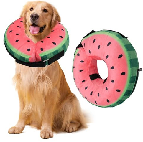 Aufblasbare Halskrause Hund & Katze, Verstellbarer Schutzkragen mit Weichem Design – Leicht, Atmungsaktiv & Sicher für Genesung nach OP oder Wunden (Größe L, Rot)