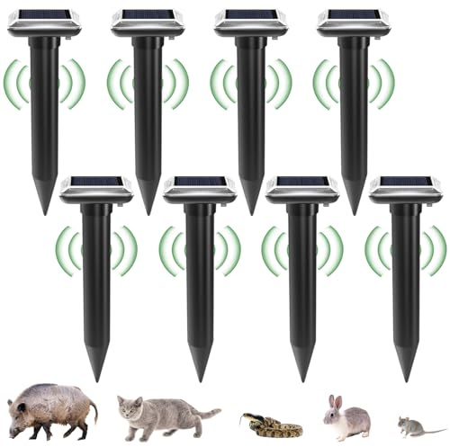 6 Pièces Répulsif Solaire pour Taupes, IP65 Imperméable Répulsif Contre Les Taupes, Répulsif Chasse Taupe Solaire, Repulsif Taupe Ultrason Solaire pour Taupes, Chat, Chien, campagnols, Noir
