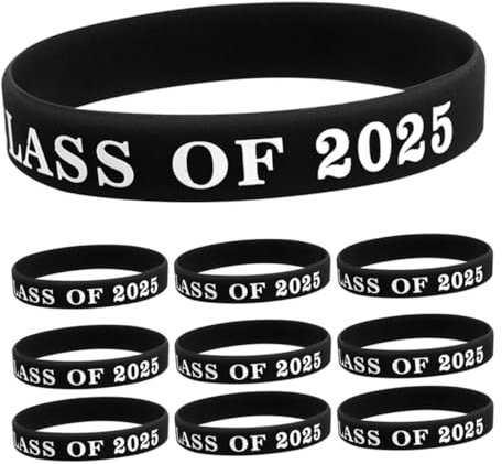 DIYEAH 10 Braccialetti in Silicone Personalizzati classe Del 2025 Con Stampa in Bianco E Nero Accessorio Patriottico Per La Laurea