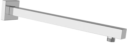 Katezon Square Shower Arm with Flange, Made of Solid Stainless Steel, 40 cm Shower Head Extension Extender Pipe Arm, Wall-Mounted for Fixed Bathroom Shower Head (Chrome)