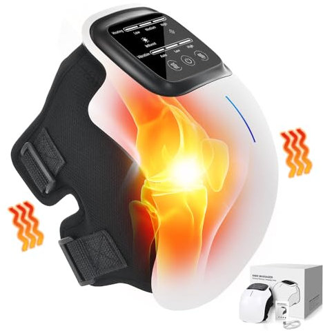 Kidken Knie Massagegerät, Schnurloses Knie-Massagegerät mit Vibrationsmassage, Infrarotheizung, LED-Touchscreen, 3000mAh Akku, zur Linderung von Knieschmerzen