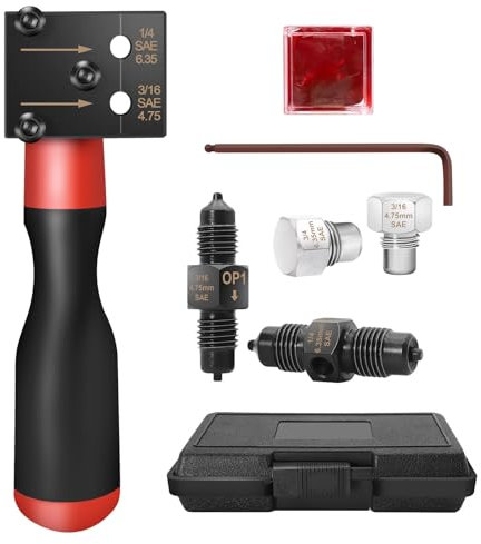 RUIZHI Brake Line Flaring Device for SAE Flaring, Double Head Flaring Device Brake Line Car Set for 4.75 mm and 6.35 mm Car Brake Lines, Ideal for Hydraulic Car Brake Systems