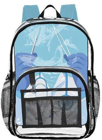 WDdZzyy Doctors Day Scalpel Funny Blue Backpack For School Clear Clear Bookbags For Girls Transparent PVC Backpacks