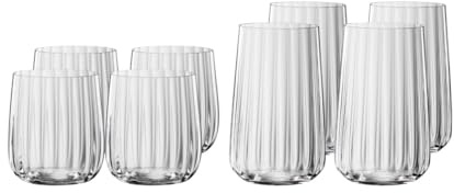 Spiegelau, 8-teiliges LifeStyle Set, 4x Becher (340 ml), 4x Longdrink Becher (510 ml), 4459895, Kristallglas, Spülmaschinenfest, Klar