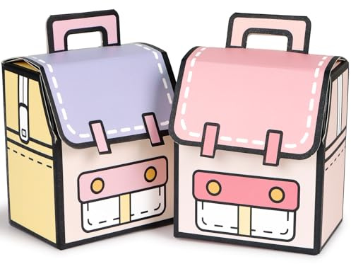 BETESSIN Gastgeschenke Einschulung Mädchen Rosa - 20 Stück Geschenkboxen mit Schulranzen Design - Kleine Papierschachteln zur Einschulung, Schulanfang Geschenkverpackungen uvm. (8x5.5x9cm)