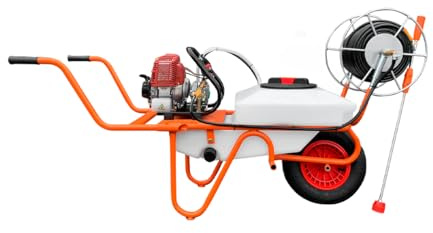 Bricoferr Chariot pulvérisateur à 1 Roue 31,5 CC 50 L avec Tuyau de 50 mètres et Lance de 90 cm