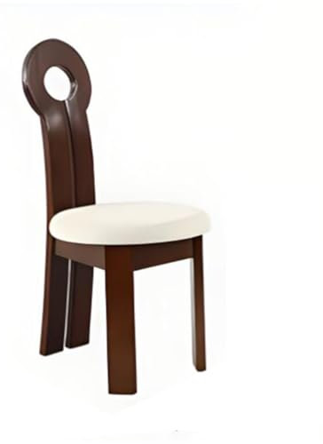 Silla de comedor vintage francesa, taburete de madera maciza envejecida con respaldo, asiento creativo para cocina, comedor y dormitorio, acabado de nogal (40 x 47 x 90 cm)