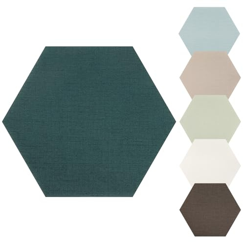 Pannelli da parete 3D esagonali, imbottiture da parete, autoadesive, in schiuma, per interni fai da te, camera da letto, cameretta dei bambini (6 pezzi, blu pavone)