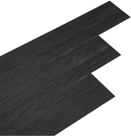 INMOZATA 36pcs/5.02㎡ Floor Tiles Self Adhesive Floor Planks Lino Flooring Wood Effect Floor Tiles Self Adhesive 2.0 mm Thick for Kitchen Living Room and Bathroom Floor Planks(5.02㎡,Black Wood Grain)