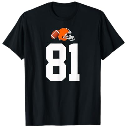 Americano Fútbol Casco Estilo Vintage Número 81 Camiseta