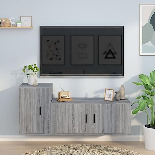 Générique Ensemble de Meubles TV 2 pcs Sonoma Gris Bois d'ingénierie,Meubles, Meubles TV,3188484