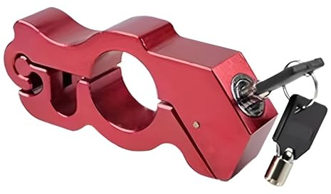 Lenkradkralle Motorradschloss Anti-Diebstahl-Schlösser für Motorrad-Elektrofahrzeuge Aluminiumlegierungsschloss Solide Nachahmung von Diebstahlschlössern Lenkradsperre(Red color)