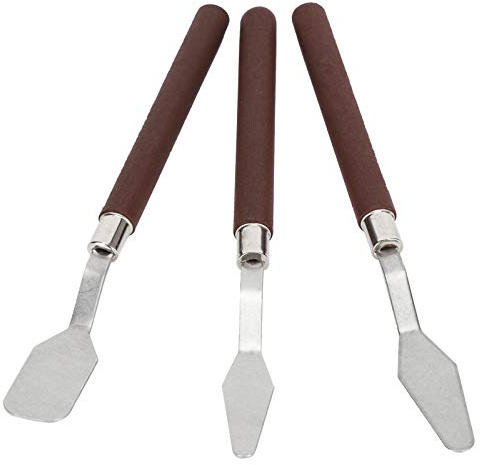 Xiuganpo Juego de Cuchillos de Paleta para Pintura Al óleo, Herramientas de Espátula de Acero Inoxidable de Excelente Mano de Obra, 3 Piezas para Artistas y Escultores Profesionales