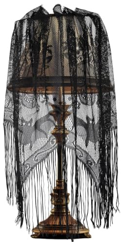 Gosknor Halloween Decor Lamp Shades, 61x21.65in Spider Web Lamp Shade | Black Large Lace Spider Web Gothic Lamp Shade Cover with Straps Halloween Decorations Accessory for Indoor and Outdoor Table