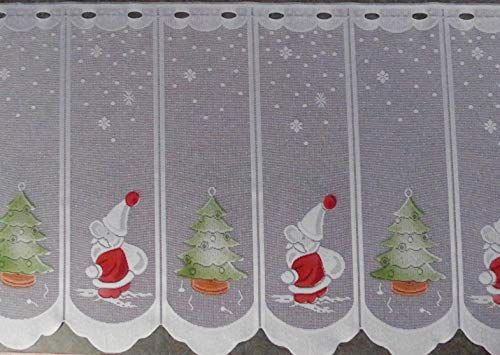 Gardinen Röttger Scheibengardinenstoff mit Nikolaus und Tannenbaum 50cm hoch