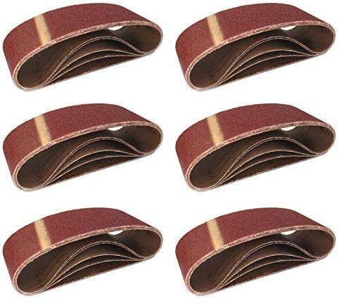 Gewebe-Schleifbänder │ 10 Stück │ 75 x 457 mm │ je 2 x Korn 40/60/80/120/180 │ für Bandschleifer │ Schleifpapier │ Schleifband-Set