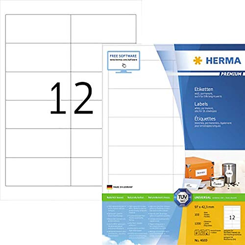 HERMA Etikett PREMIUM 4669 97,0x42,3mm weiß 1.200 St./Pack. - Universaletiketten Vielzwecketiketten Adressetiketten Computeretiketten Druckeretiketten Haftetiketten Produktetiketten