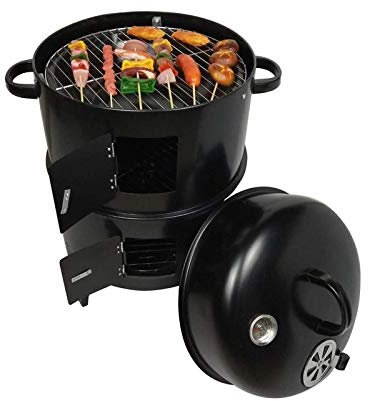Barbecue Fai da Te con Il Fumo della griglia del BBQ del Carbone di Legna Rotonda Stufa Esterna Bacone Portatile 40x80cm Area Barbecue (Color : Black)