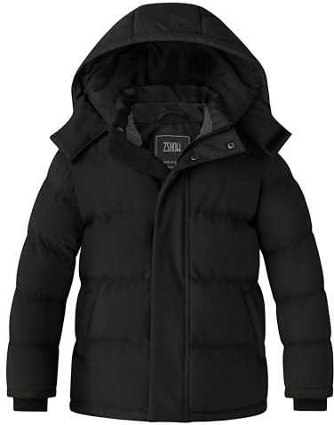 ZSHOW Girl's Waterproof Winter Coat Outdoor Sportswear Hooded Puffer Jacket Outerwear(Black,6-7)