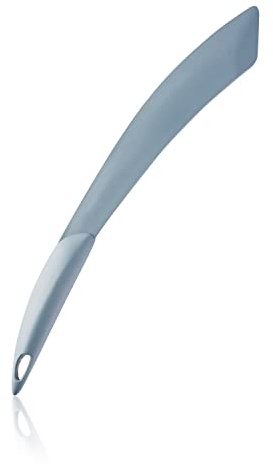 Mastrad – Spatule Flipper Silicone 33,3 cm – Lame Incurvée Souple – Dimensions 33,3 × 5,4 cm – Idéale Crêpes & Bols Profonds – Anti-rayures, Gris