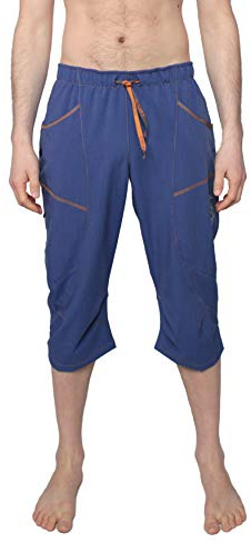 Ucraft Xlite Rock Climbing Bouldering and Yoga Knickers ¾ Men's and Women's Capri Pants. Lightweight, Stretchy, Breathable (S, Deep Blue Melange)