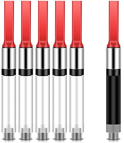 Marspark 6 Pcs Universal Fountain Pen Ink Converter International Fountain Pen Ink Cartridge Converter (Red)