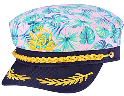 Kapitänsmütze Kapitän Yacht Hut Mütze Matrosen Seemann Hüte Stickerei Admiral Marine Mütze Kostüm Für Damen Herren Erwachsene (rosa)
