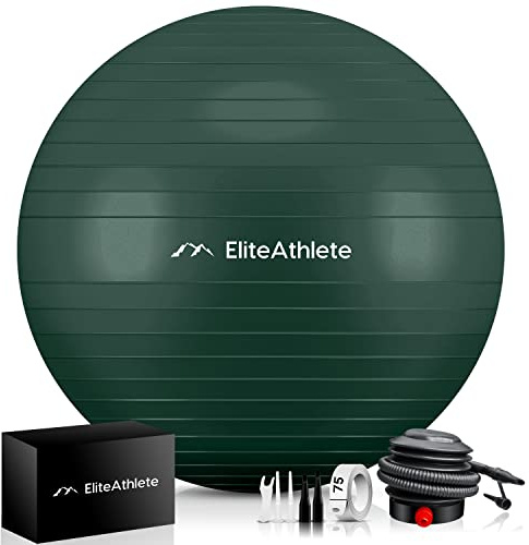 EliteAthlete Palla Fitness con Sistema Anti Burst - Palla Pilates Yoga - Fitball 55 cm 65 cm 75 cm 85 cm - Palla Gravidanza - Fit Ball incl. Pompa d'Aria
